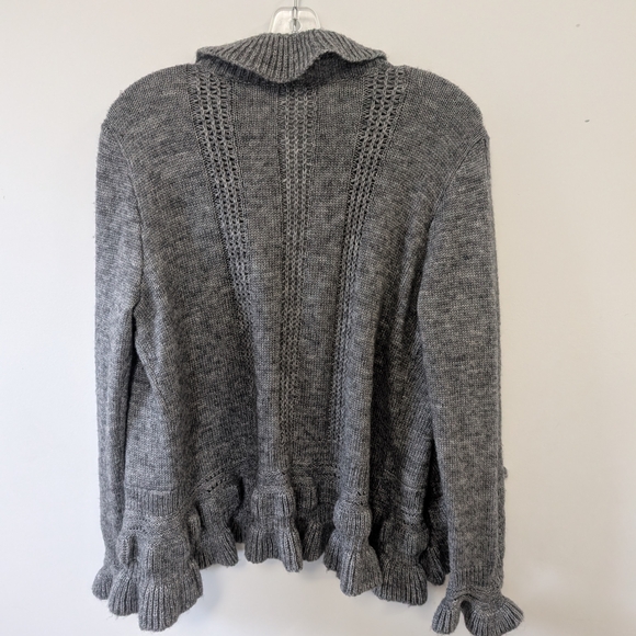 Gray Ruffled Women's Sweater - Picture 5 of 7